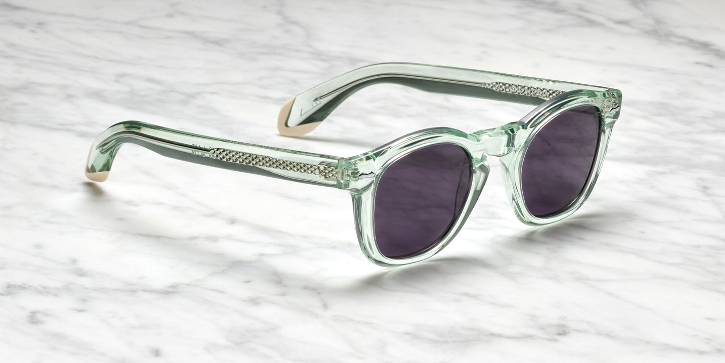 occhiali da sole in acetato trasparente verde salvia