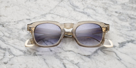 occhiali da sole con montatura in acetato trasparente tortora
