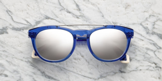 occhiali da sole in acetato trasparente blu